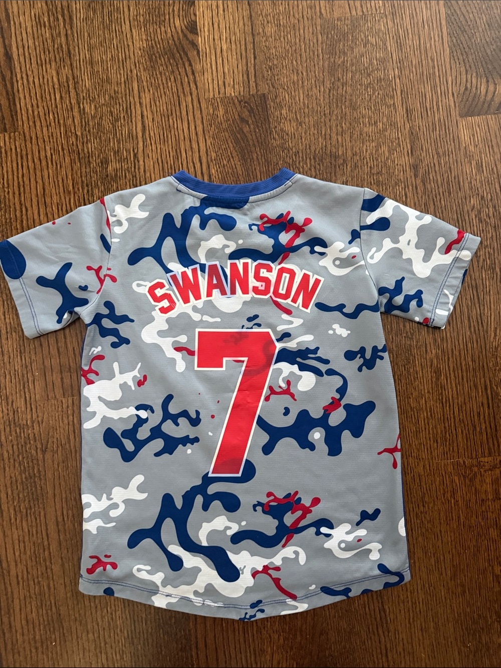 Cubs Gray Camouflage Nike Jersey Tee Custom made - Swanson #7